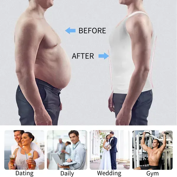Men's Slimming Compression Vest for Abdomen and Waist Control